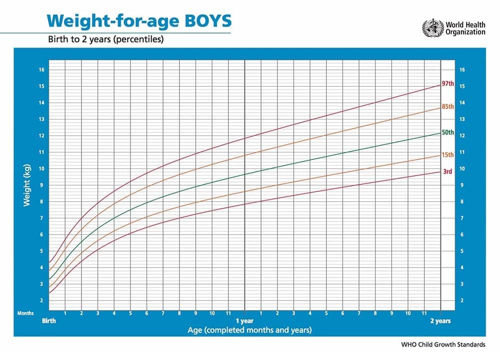 grafico percentili di peso del neonato maschio